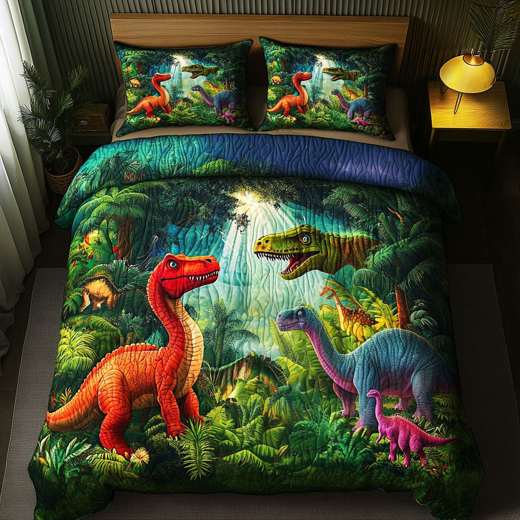 Jungle Roar Quilted Bedding Set Bed Decor Ideas Dinosaur Presents