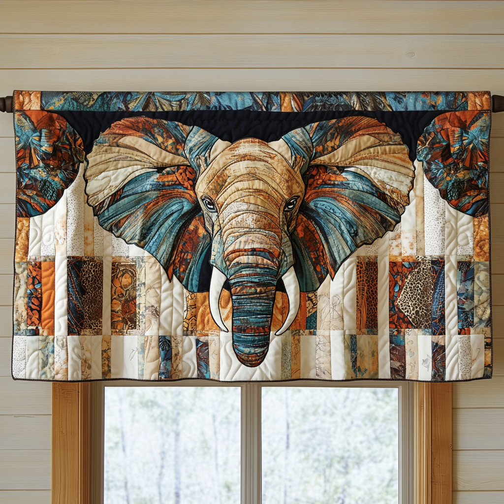 Jungle Serenity Quilted Valance Entry Way Ideas Cute Gift For Elephant Lovers