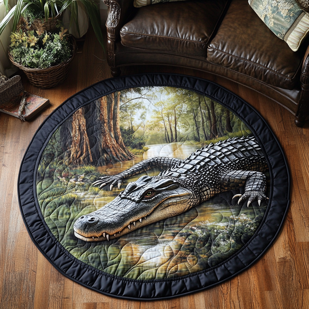 Jungle Snap Quilted Round Mat Entry Way Ideas Alligator Blanket