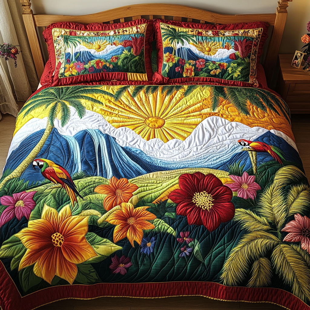 Jungle Sunrise Quilted Bedding Set Perfect Bedroom Gift Set to Show You Care