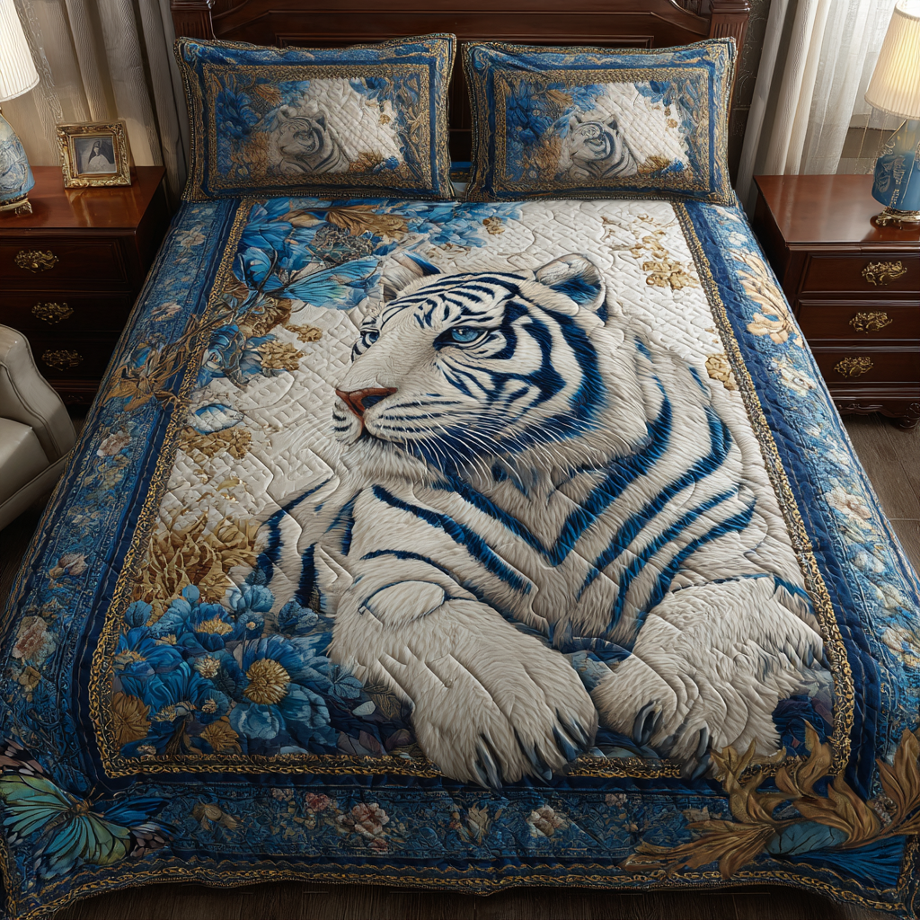 Jungle Tiger Quilted Bedding Set Best Bed Sheet Set Birthday Gifts For Tiger Lovers