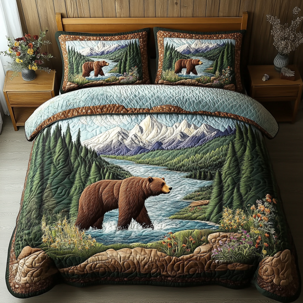 Jungle Trail Quilted Bedding Set Holiday Duvet Cover Set Gifts For Wildlife Enthusiasts