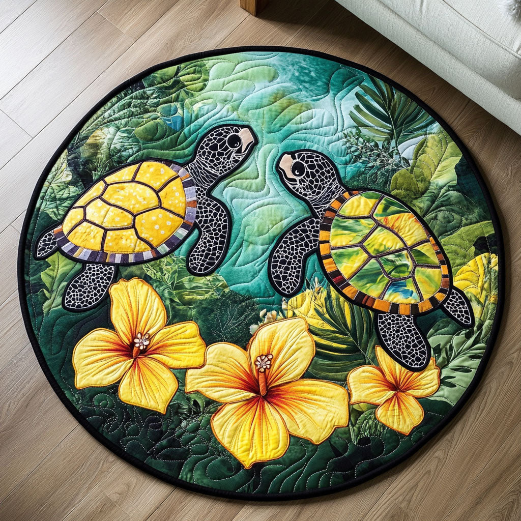 Jungle Turtle Haven Quilted Round Mat Foyer Decor Ideas Turtle Gifts For Adults
