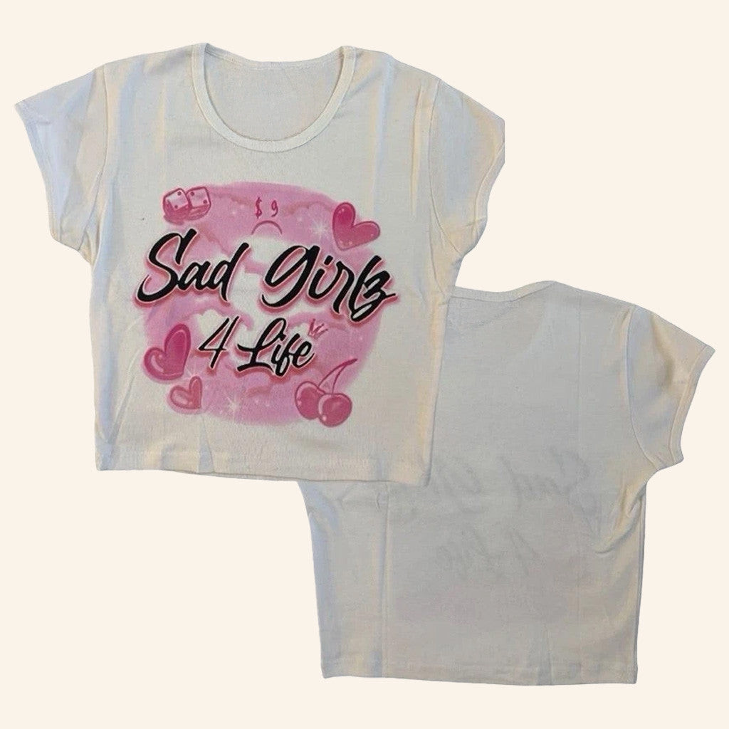Junior H S Sad Girlz 4 Life Tour Merch White Pink Cropped T-Shirt Gifts For Wife Junior H S Sad Girlz 4 Life Tour Merch White Pink Cropped T-Shirt Gifts For Wife