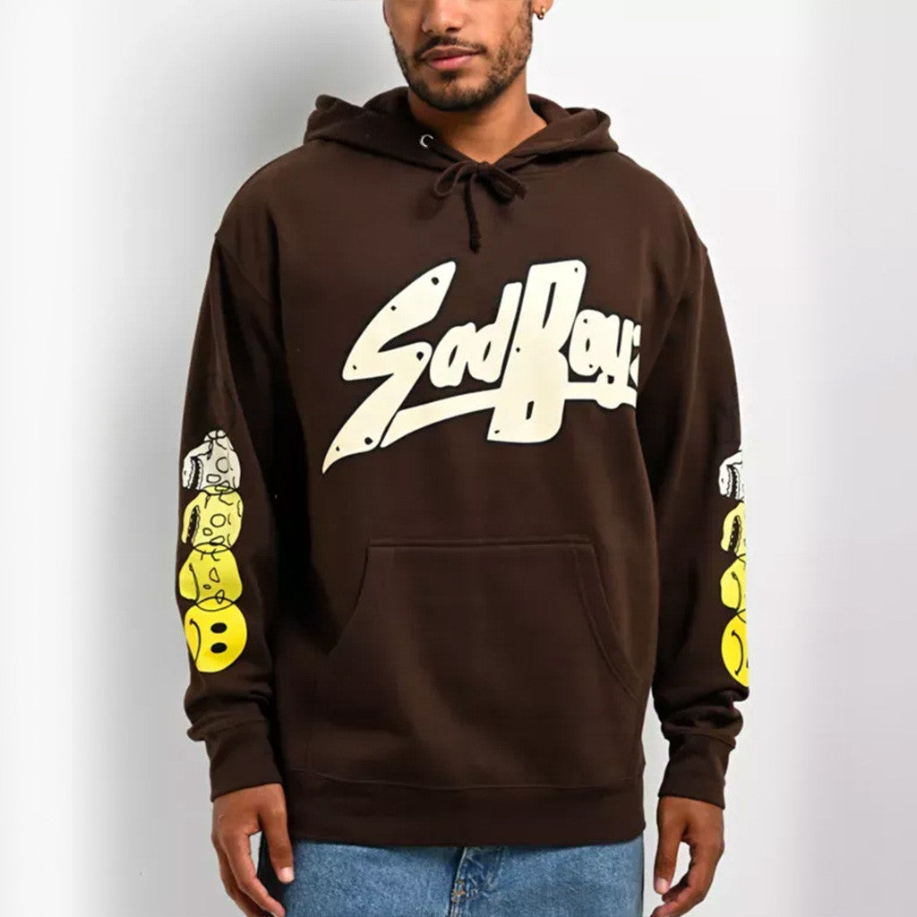 Junior H Sad Boyz Merch Sad Boyz Faces Brown Hoodie Present For Husband Junior H Sad Boyz Merch Sad Boyz Faces Brown Hoodie Present For Husband