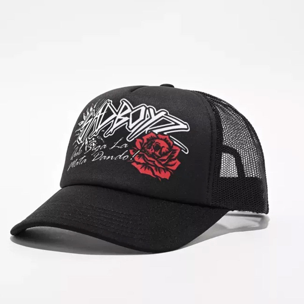 Junior H Sad Boyz Merch Sad Boyz Rose Black Trucker Hat Present For Him Junior H Sad Boyz Merch Sad Boyz Rose Black Trucker Hat Present For Him
