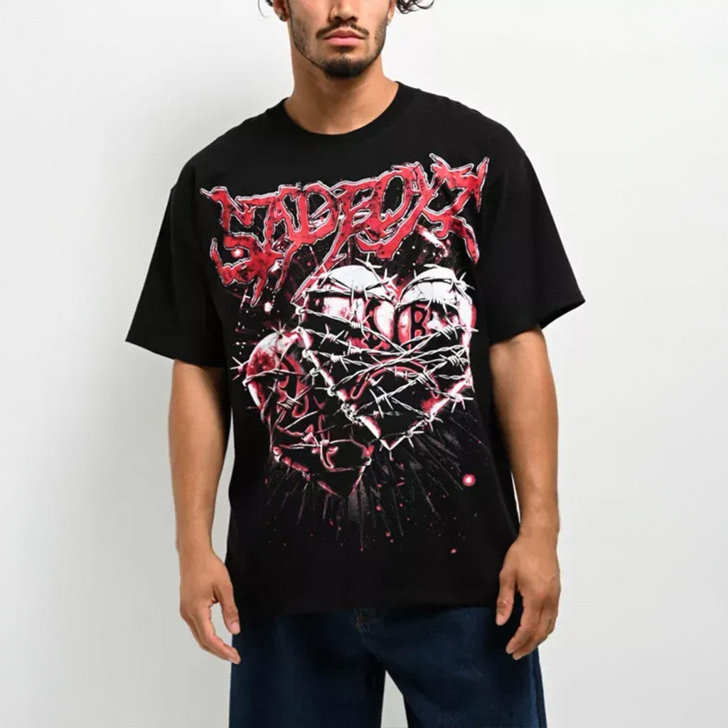 Junior H Sad Boyz Merch X Lost Hills Barbed Wire Heart Black T-Shirt Gifts For Him Junior H Sad Boyz Merch X Lost Hills Barbed Wire Heart Black T-Shirt Gifts For Him