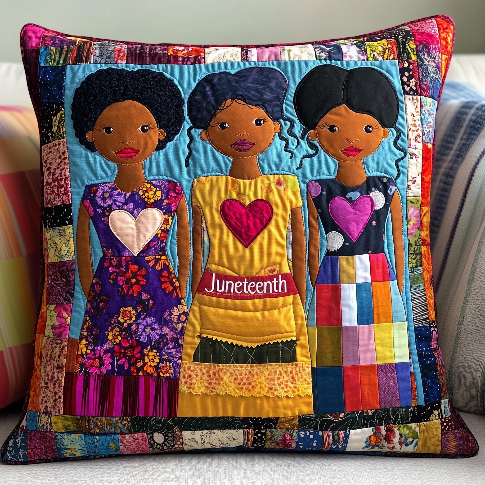 Junteenth Quilted Pillow Case Decorative Pillow Cover MerchGood Christmas Gifts For Brother