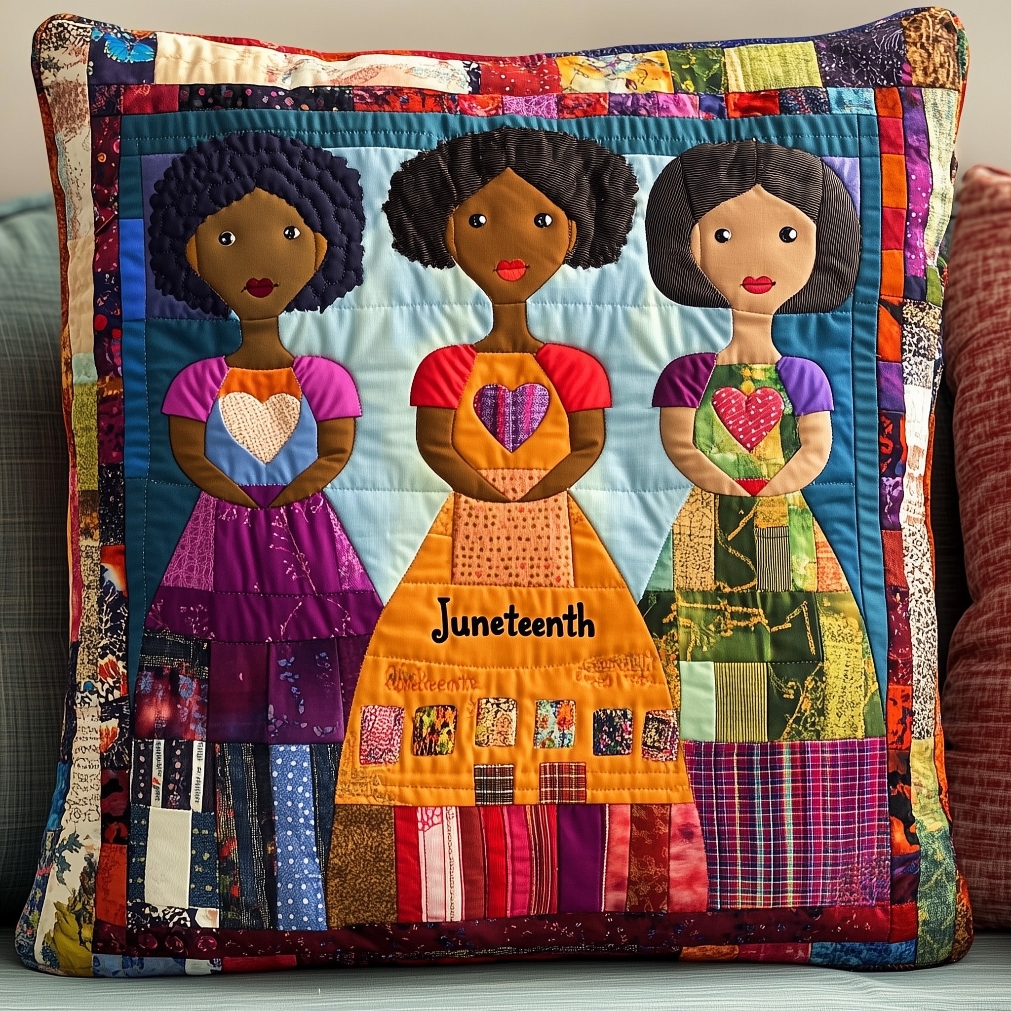 Junteenth Quilted Pillow Case Decorative Pillow Cover MerchGreat Gifts For Brothers