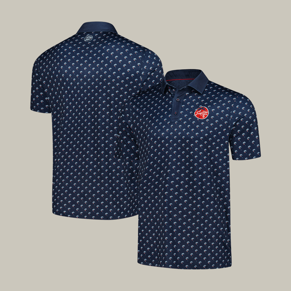 Jupiter Links Golf Club All Over Logo Polo Shirt Jupiter Links GC Shirt Golf Clothes