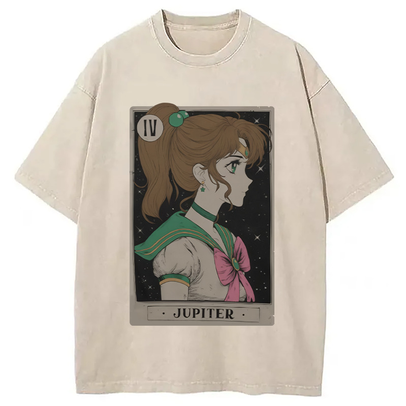 Jupiter Tarot Card Washed T-Shirt Unisex Streetwear Graphic Style Gifts For Her