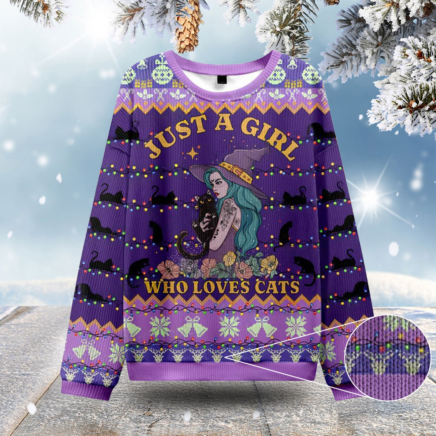 Just A Girl Who Loves Cats Ugly Christmas Sweatshirts Funny Xmas Sweaters Gifts For Cat Moms