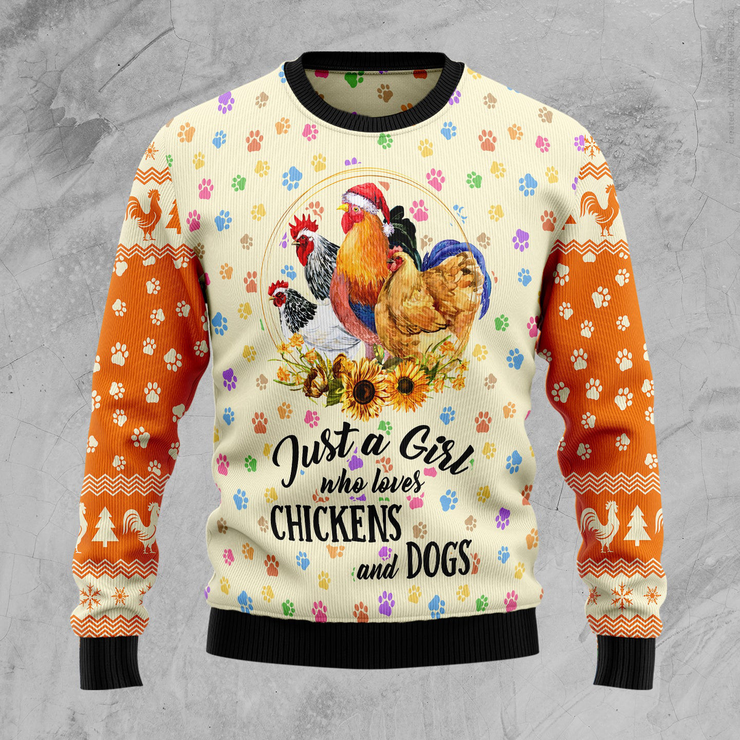 Just A Girl Who Loves Chickens And Dogs Ugly Christmas Sweater Xmas Apparel Funny Chicken Gifts