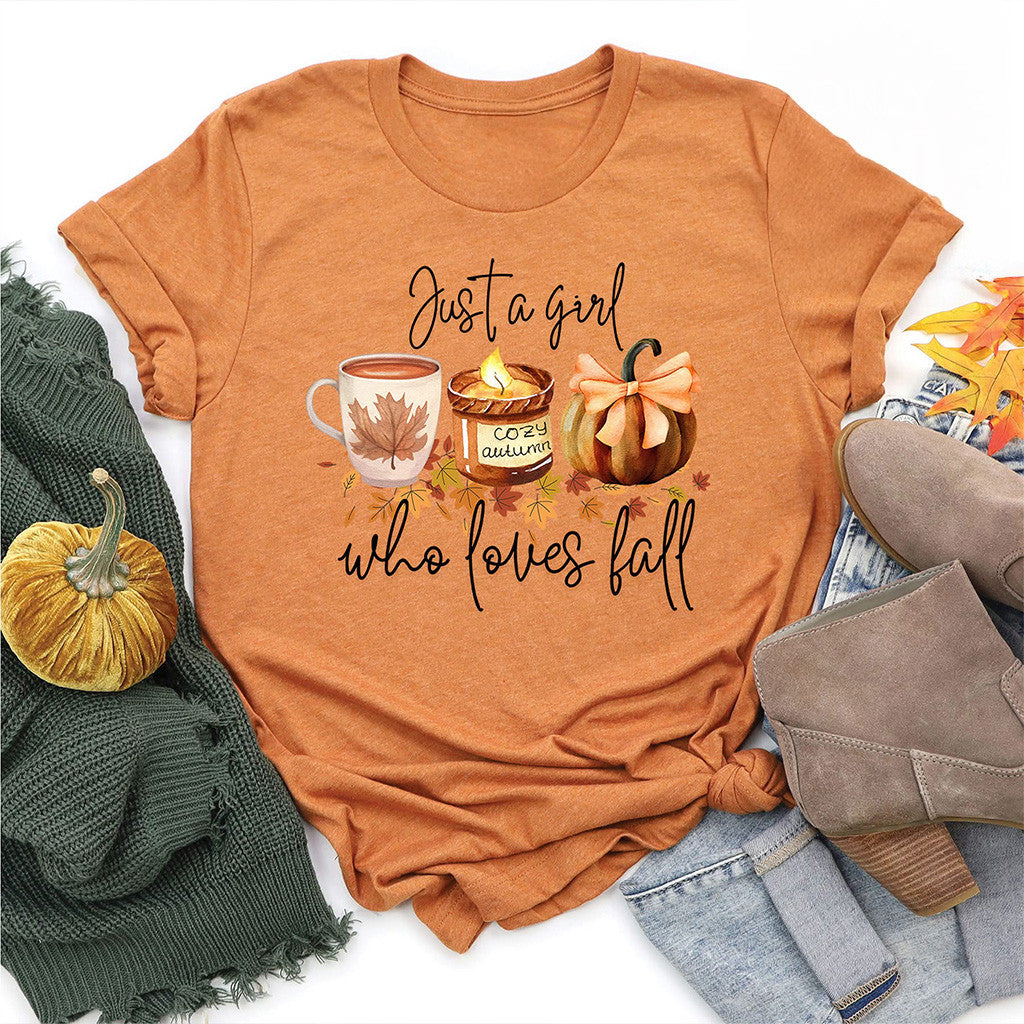 Just A Girl Who Loves Fall T-Shirt Hello Pumpkin Shirt Gifts For Girlfriend Just A Girl Who Loves Fall T-Shirt Hello Pumpkin Shirt Gifts For Girlfriend