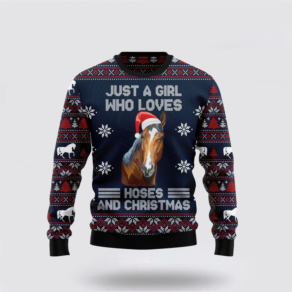 Just A Girl Who Loves Horse Ugly Christmas Sweater Unique Christmas Gifts For Family