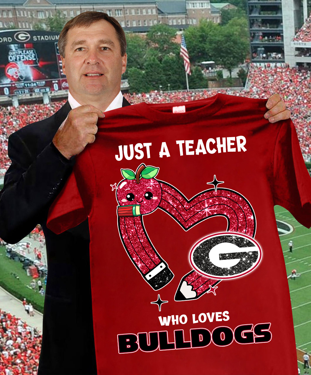 Just A Teacher Who Loves Bulldogs T-Shirt Georgia Bulldogs Shirt Football Fan Gift Ideas