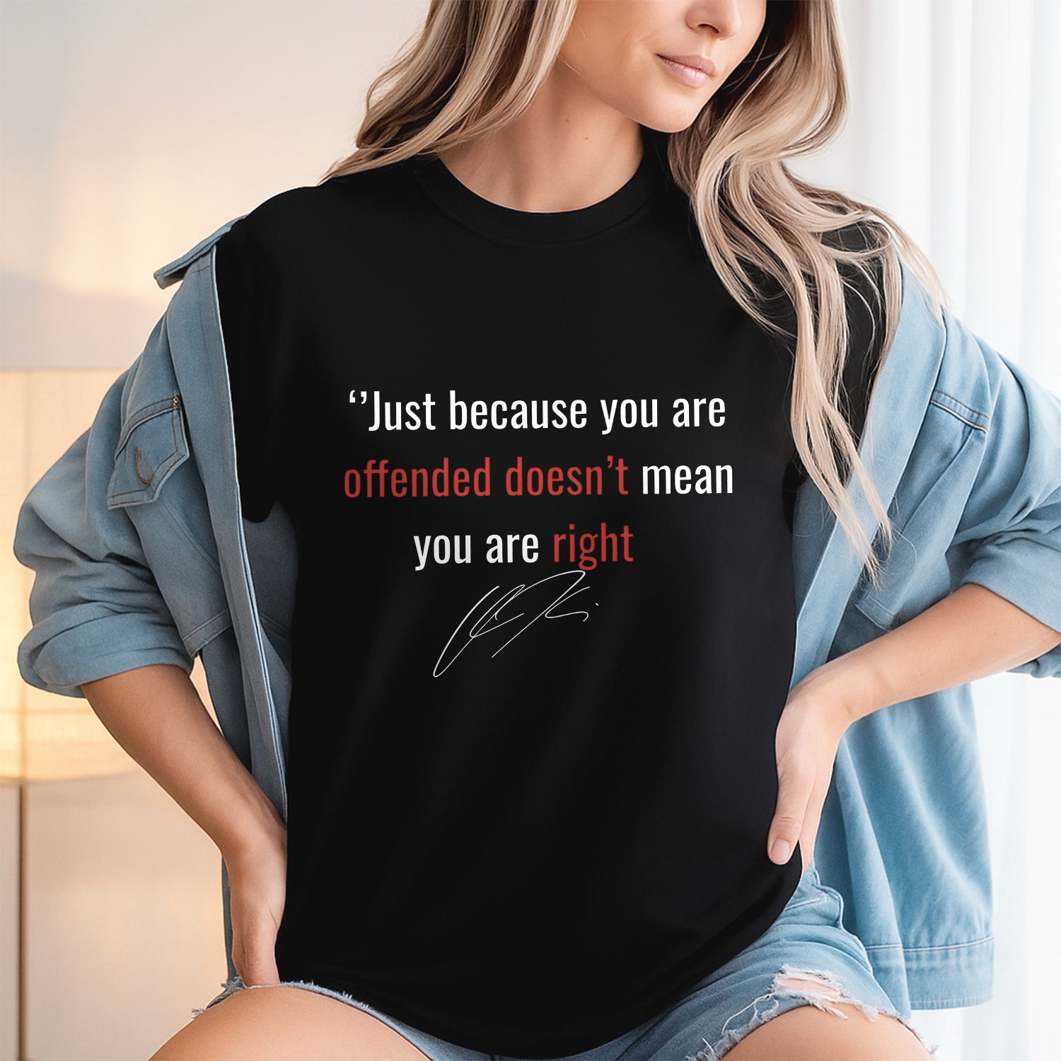 Just Because You Are Offended Doesn't Mean You Are Right Charlie Kirk Dark Shirt Gift for Free Speech Supporters
