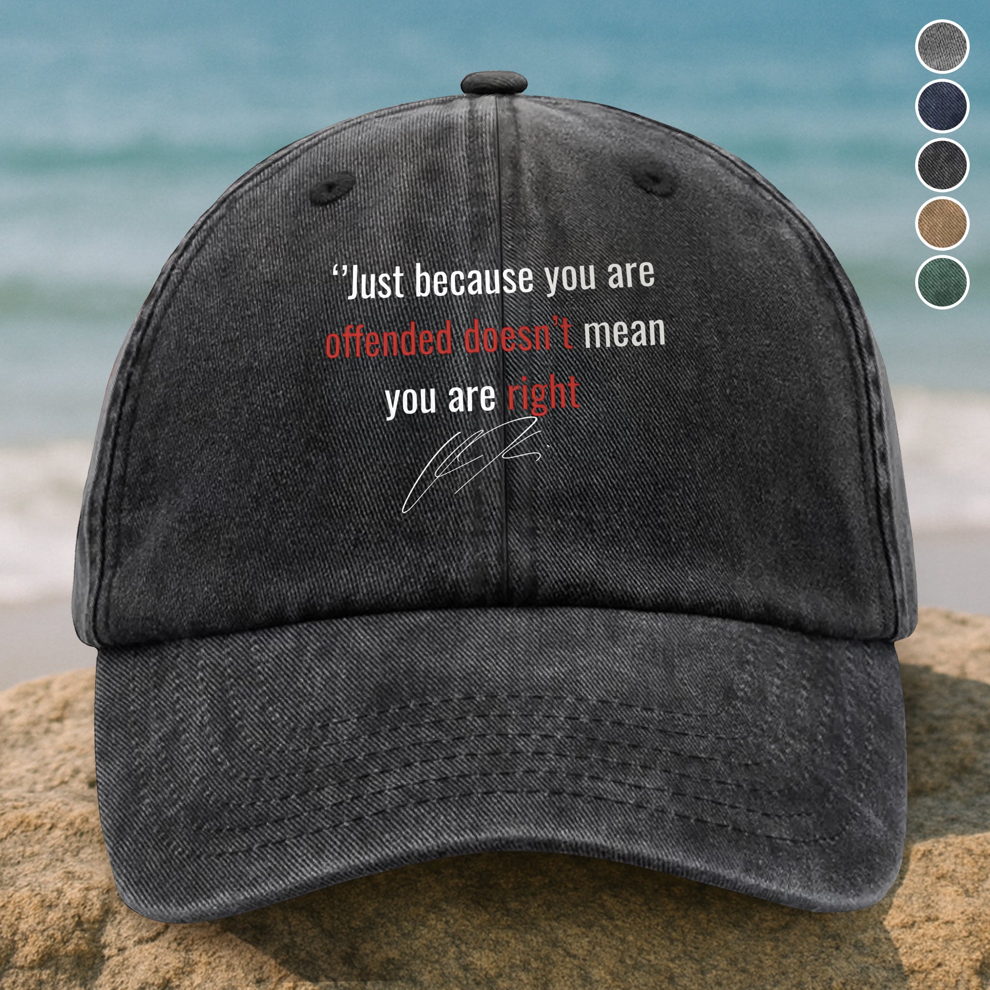 Just Because You Are Offended Doesn't Mean You Are Right Charlie Kirk Washed Baseball Cap American Pride