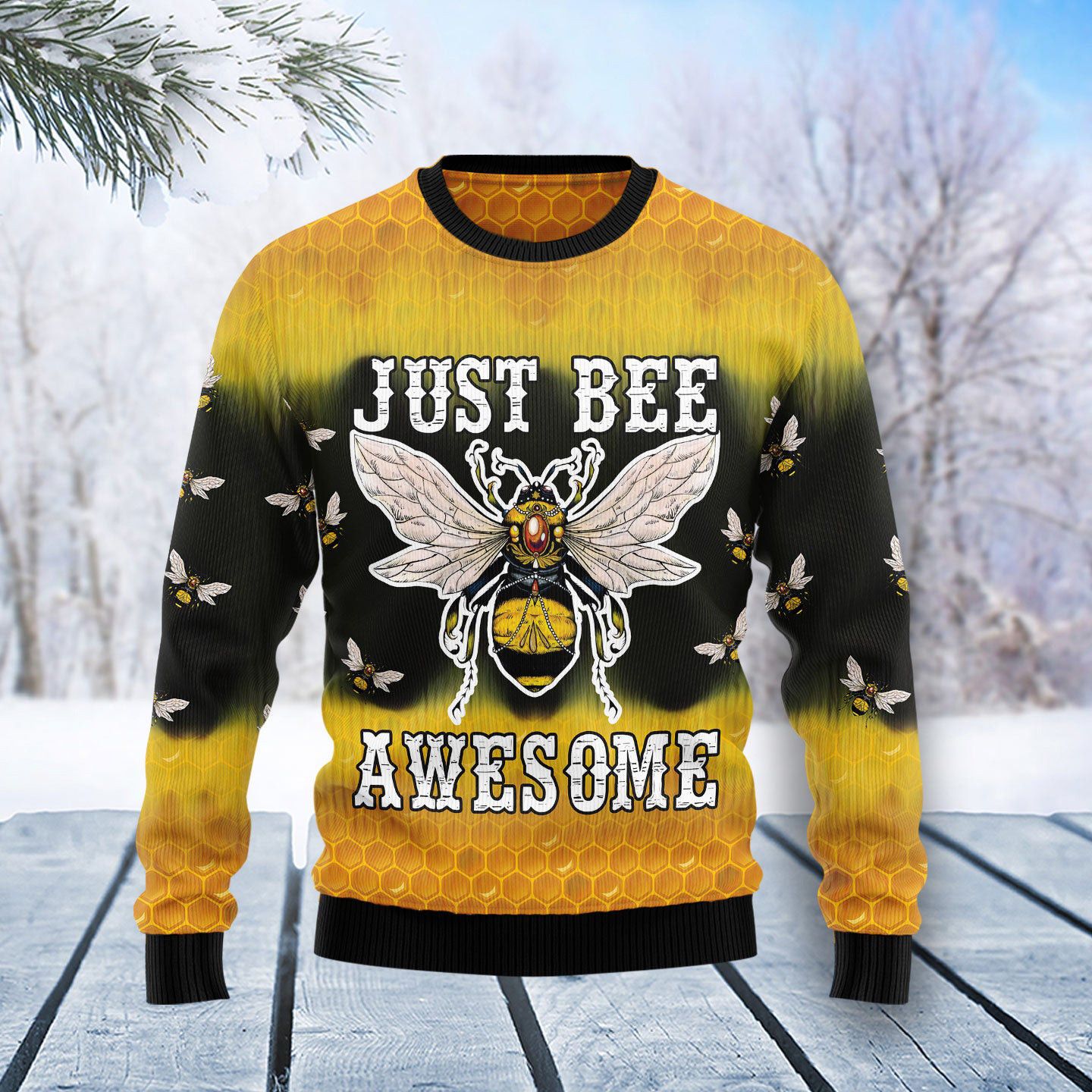 Just Bee Awesome Ugly Christmas Sweater Christmas Apparel Bee Gifts For Her