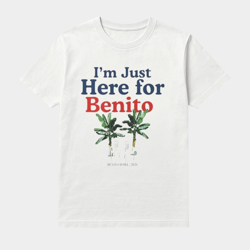 Just Here For Benito Shirt Benito Bowl Shirts Bad Bunny Super Bowl 2026 Merch Gifts For Fans