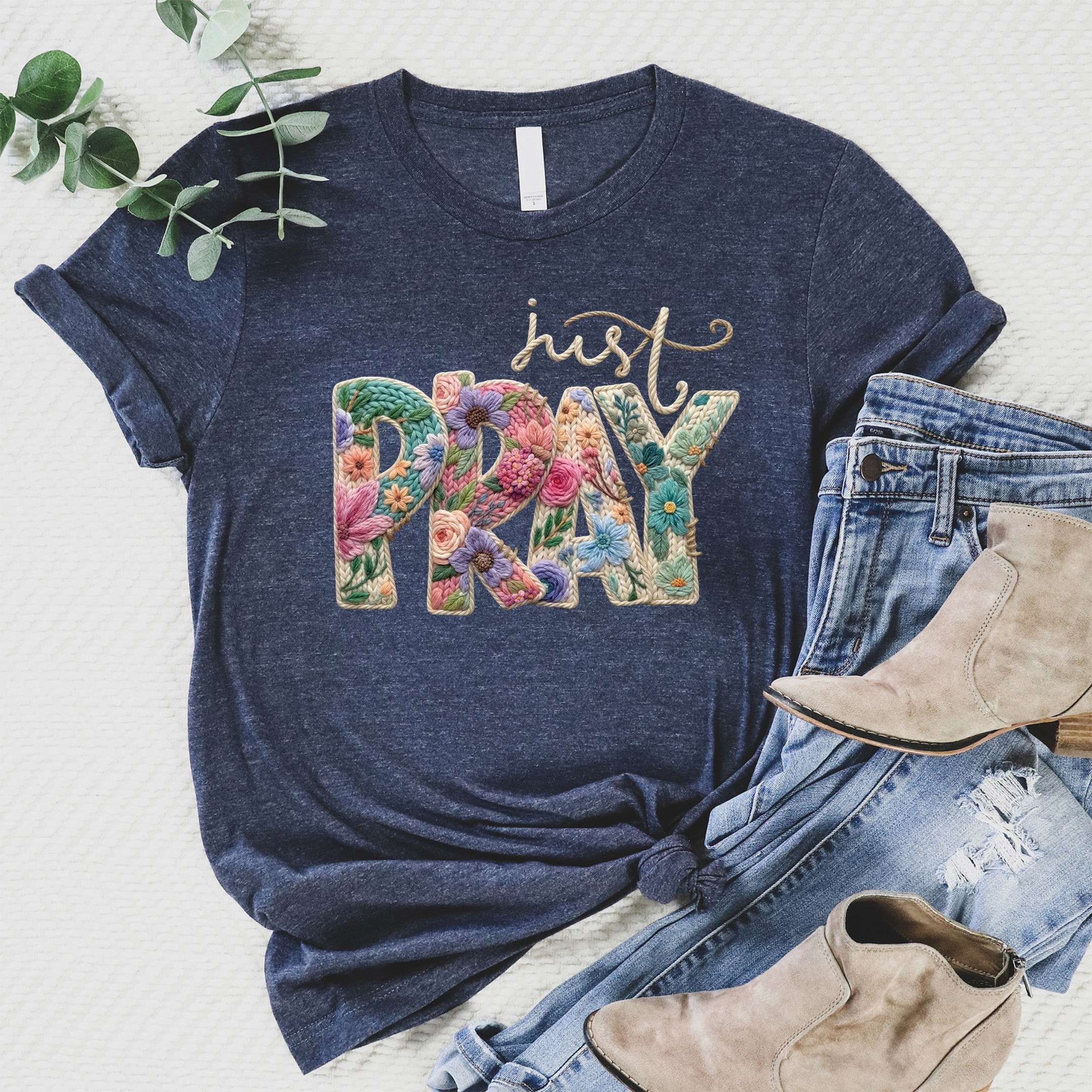 Just Pray Christian Faith Shirt Religious Gifts For Women Prayer Apparel Clothing