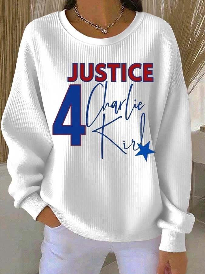 Justice 4 Charlie Kirk Sweatshirt Trendy Graphic Presents For Her