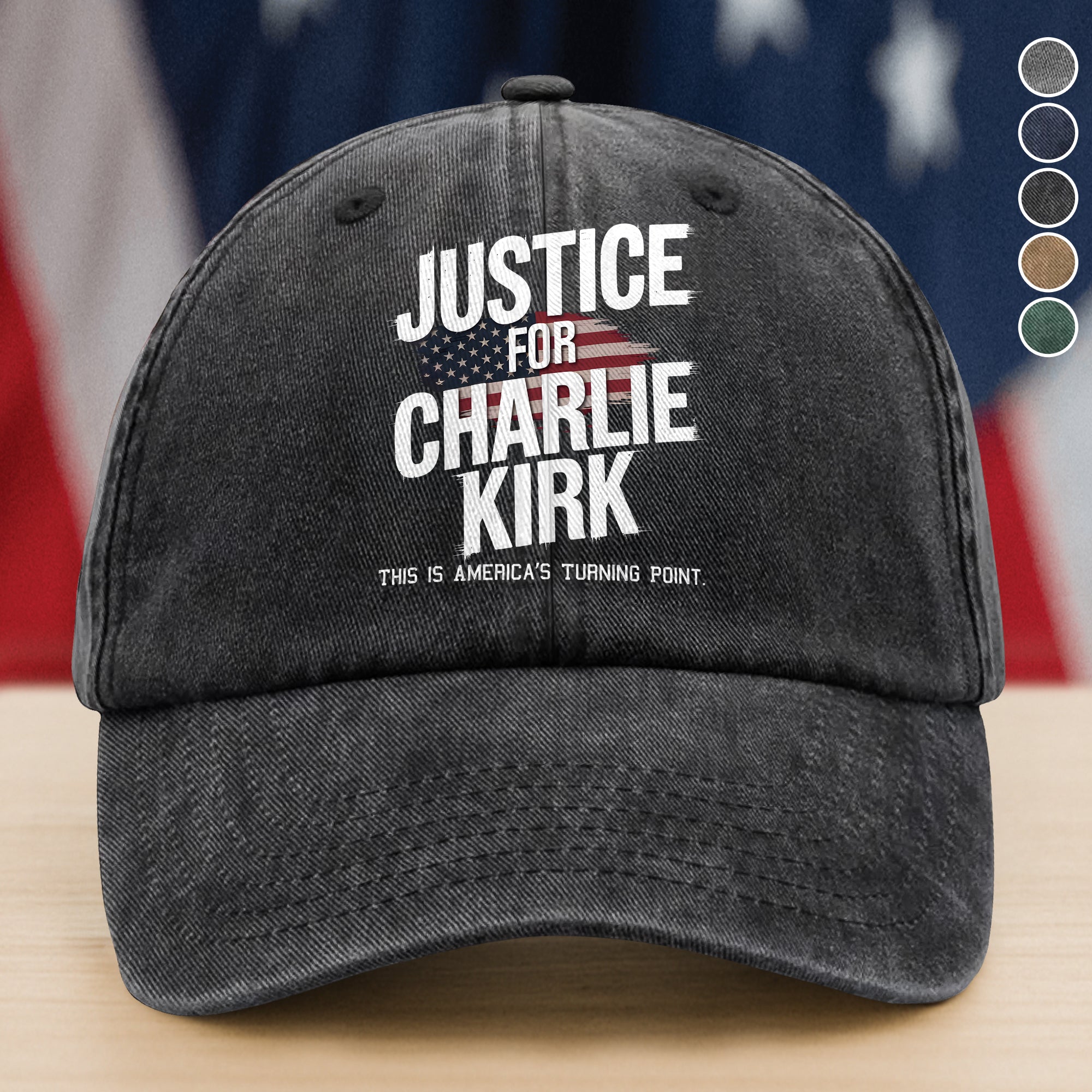 Justice For Charlie Kirk, America's Turning Point Washed Baseball Cap Gift for Daughter Patriot