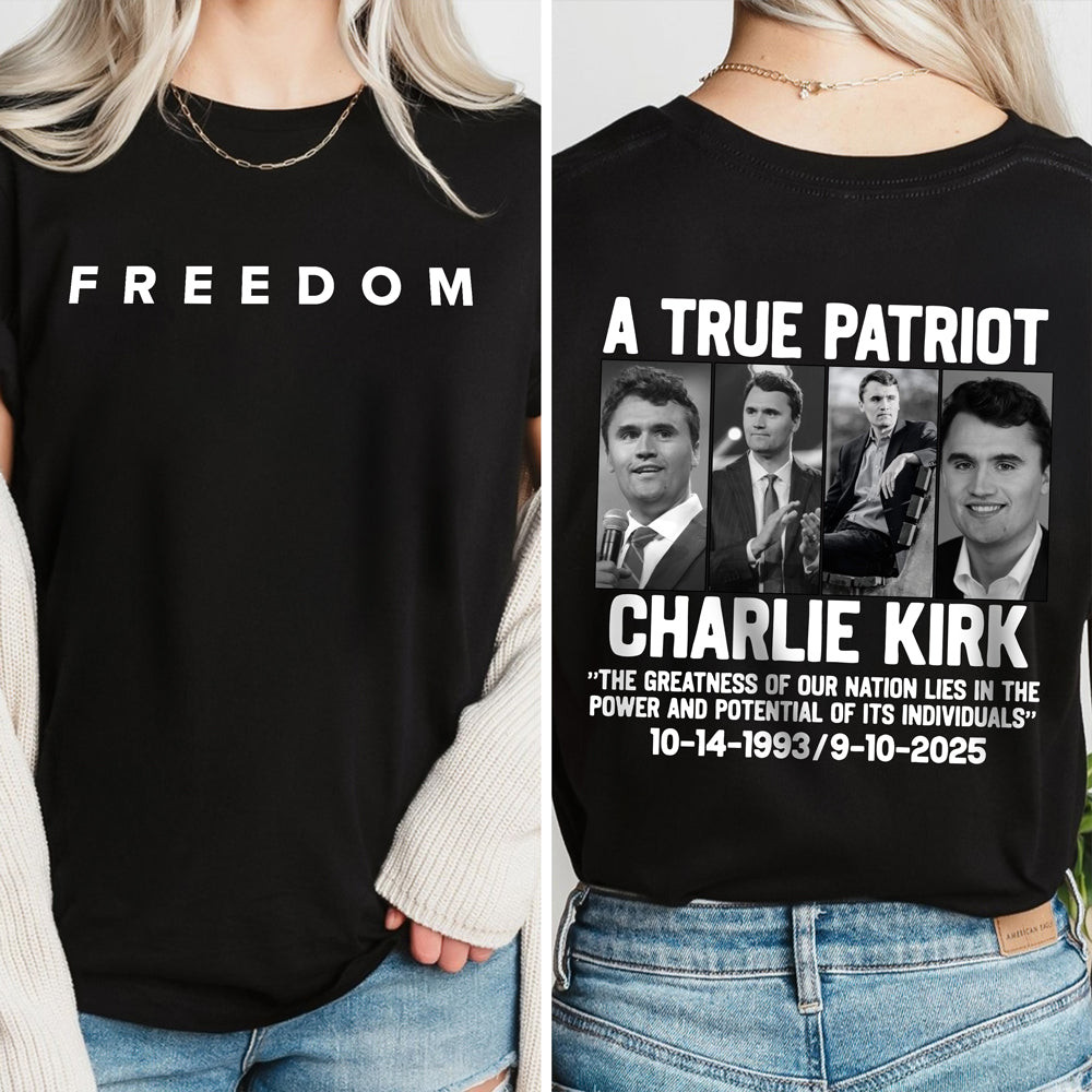 Justice For Charlie Kirk Back and Front Shirt Gift for American Conservatives