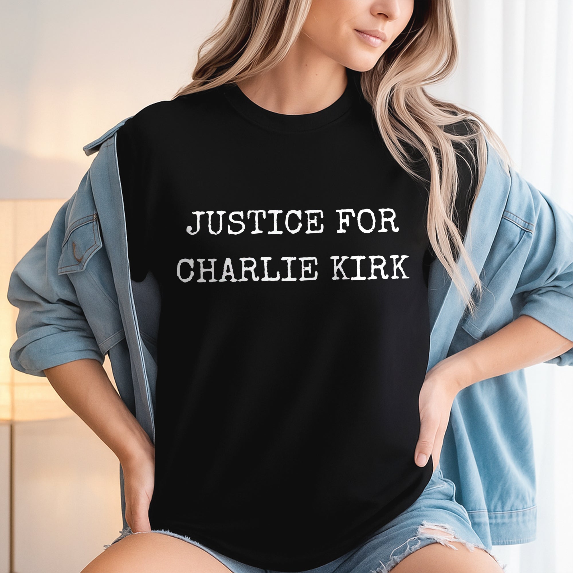 Justice for Charlie Kirk Dark Shirt Gift for American Conservatives