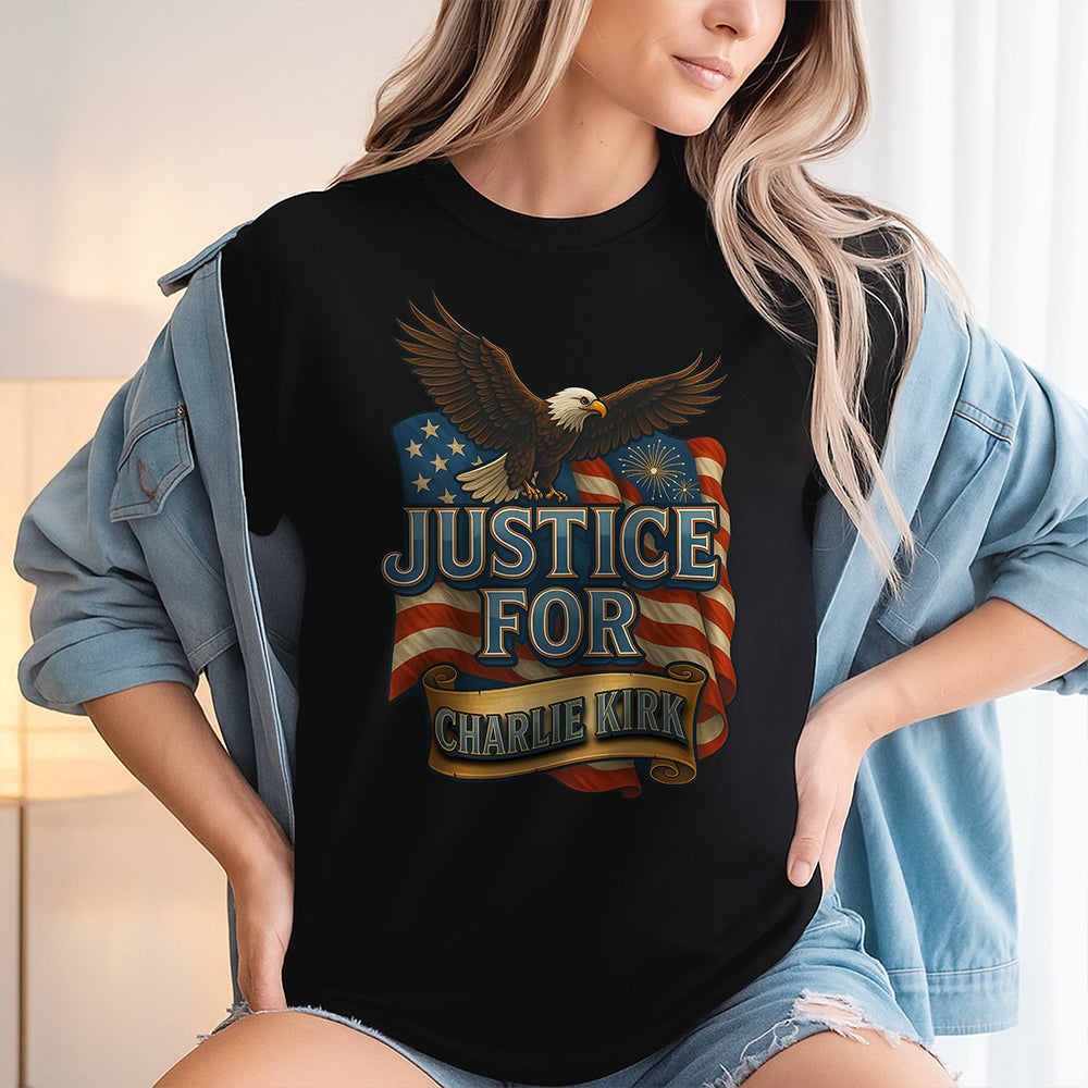 Justice for Charlie Kirk Dark Shirt Gift for American Conservatives