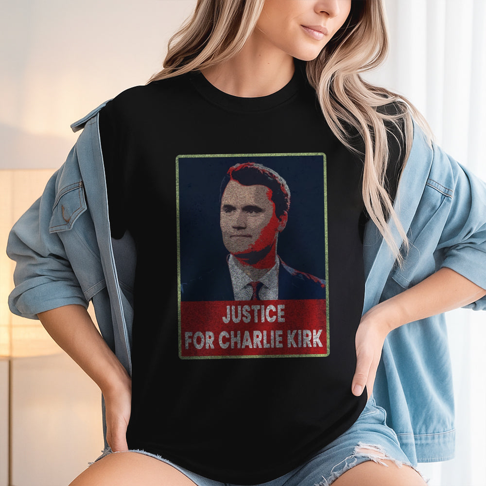 Justice for Charlie Kirk Dark Shirt Gift for American Conservatives