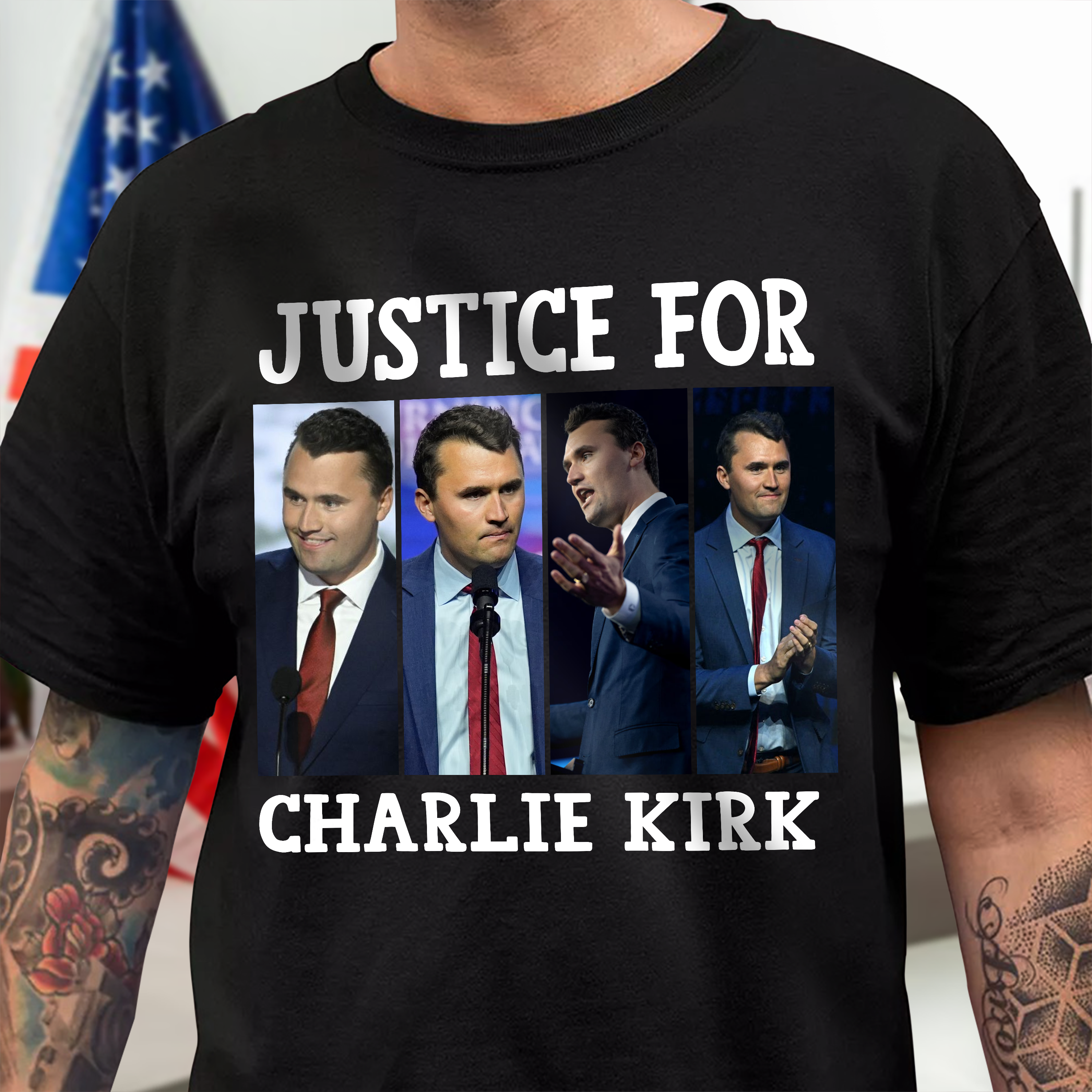 Justice for Charlie Kirk Memorial Dark Shirt Gift for Free Speech Supporters