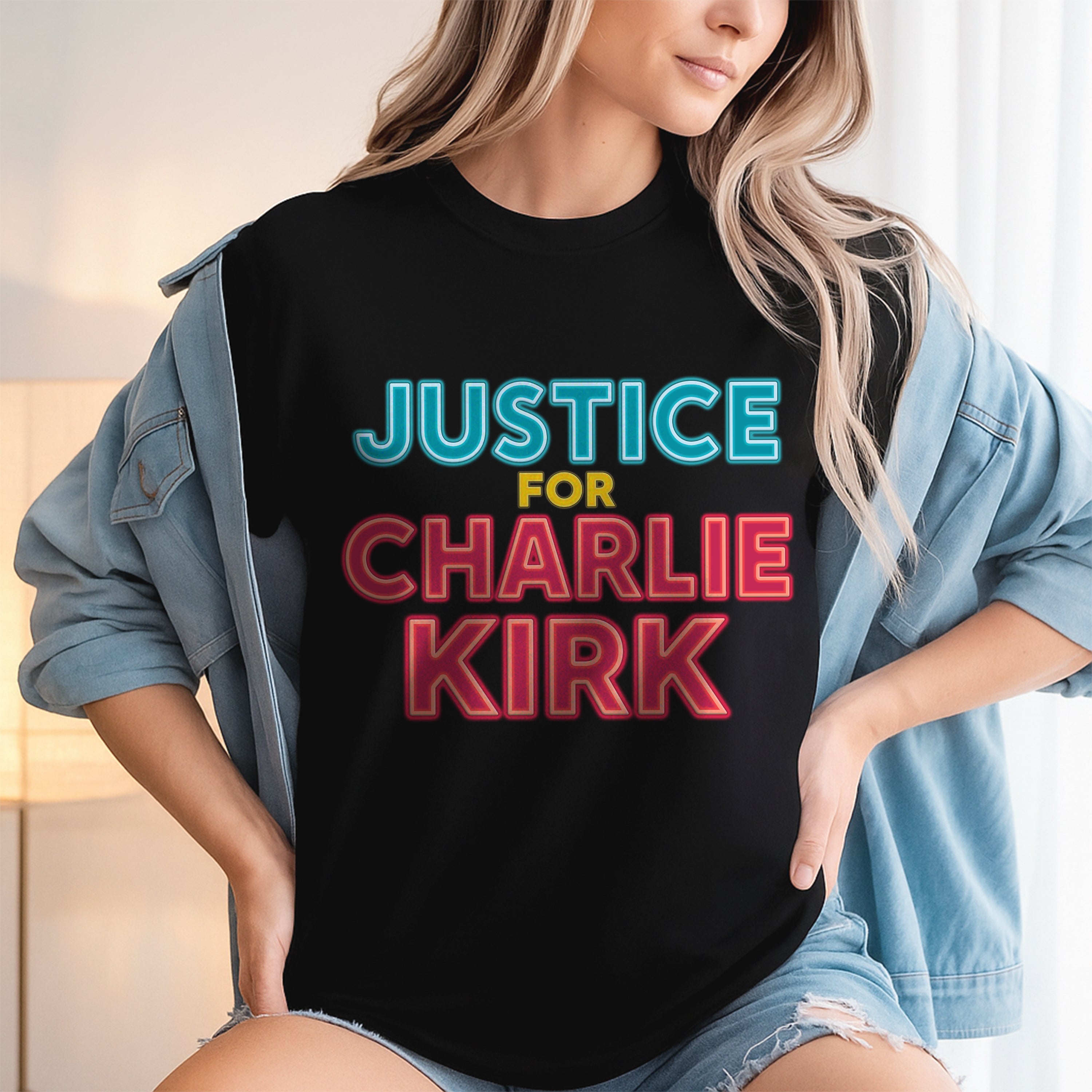 Justice For Charlie Kirk Support American Values Dark Shirt Gift for American Conservatives