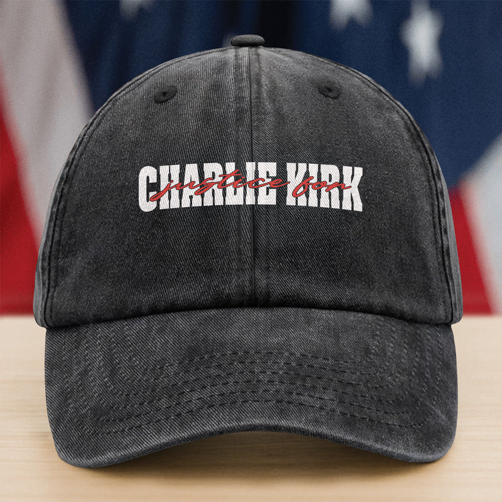 Justice for Charlie Kirk Washed Baseball Cap Gift for College Conservatives