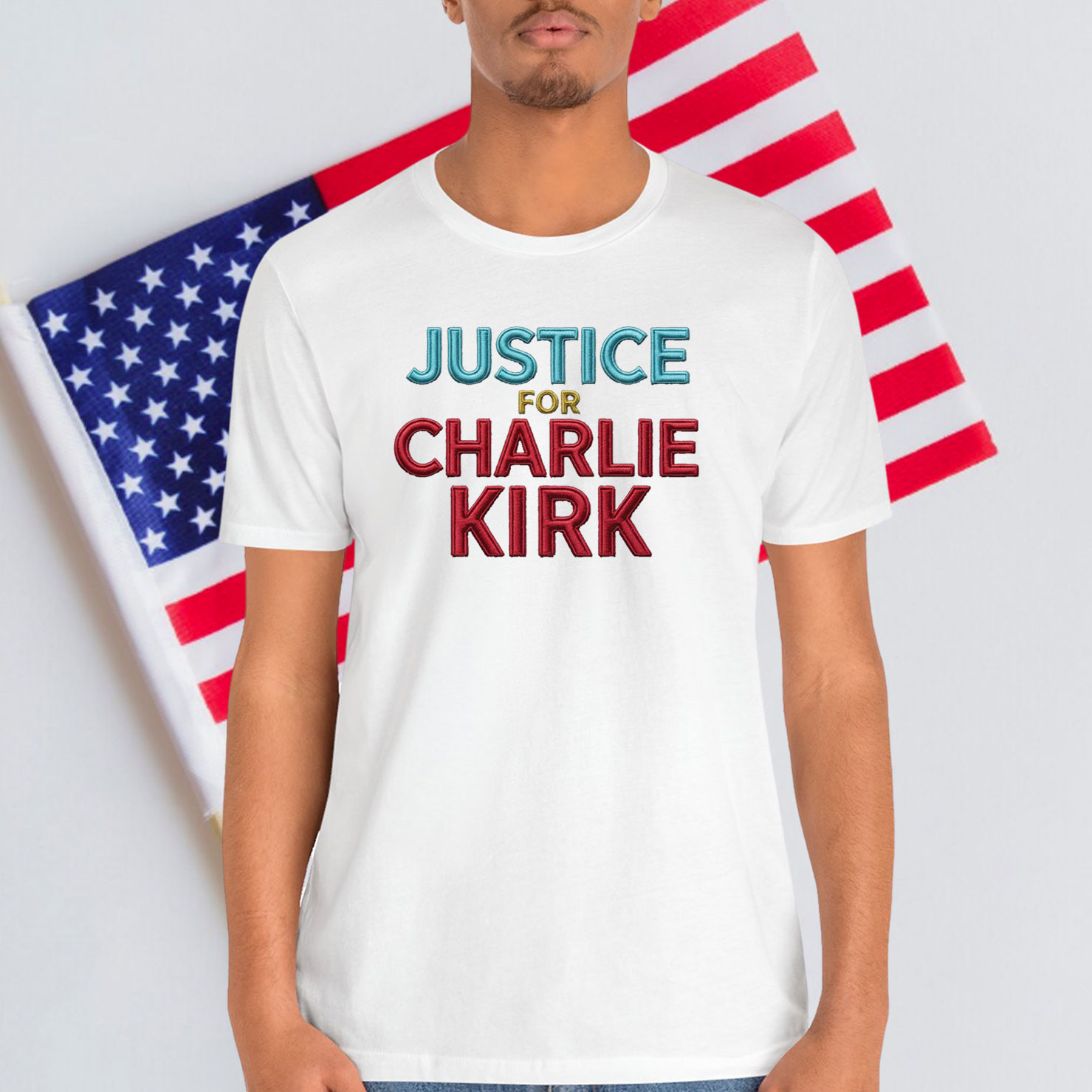 Justice For Embroidered Charlie Kirk Shirt