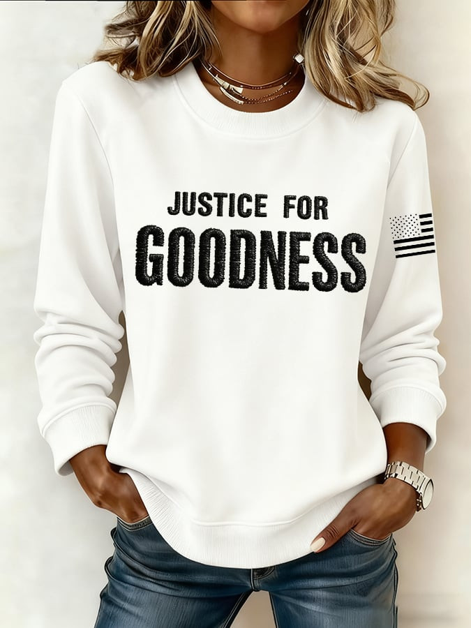 Justice For Goodness Sweatshirt American Flag Apparel Anti MAGA Gift Ideas