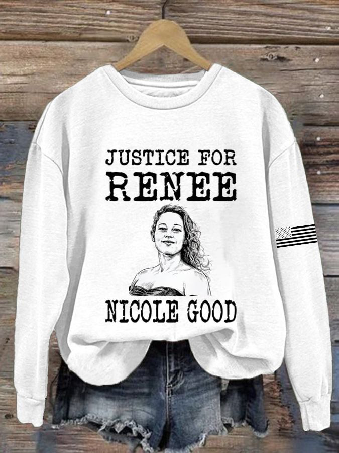 Justice For Renee Nicole Good Sweatshirt American Flag Apparel Abolish ICE Gifts