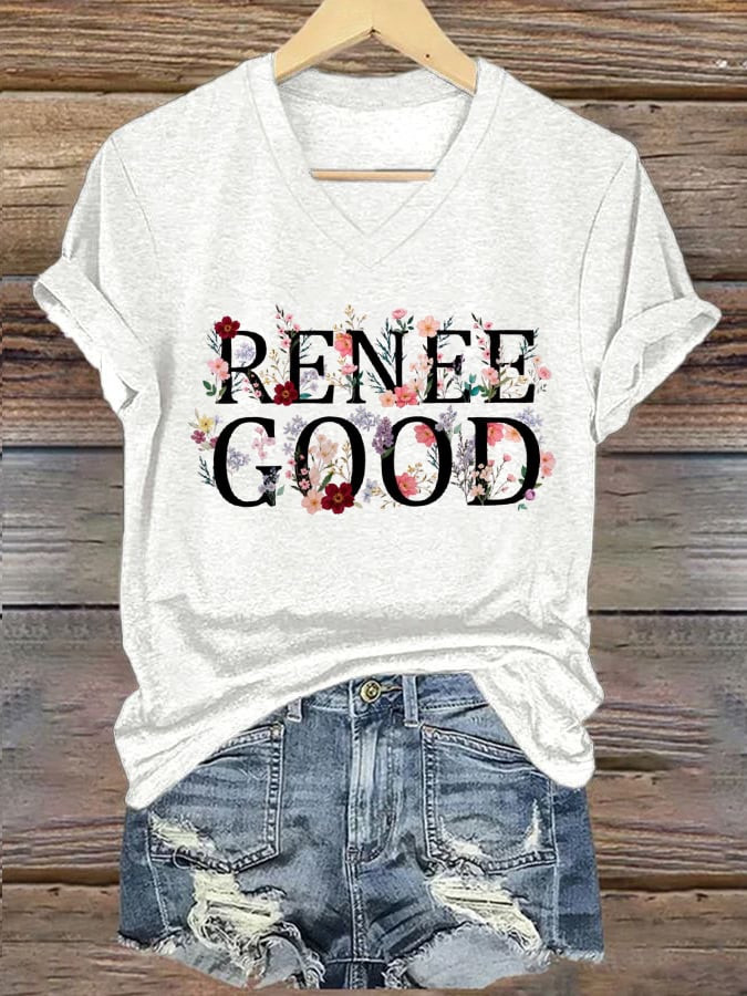 Justice For Renee Nicole Good V-Neck Shirt Minneapolis ICE Shooting Shirt Gifts
