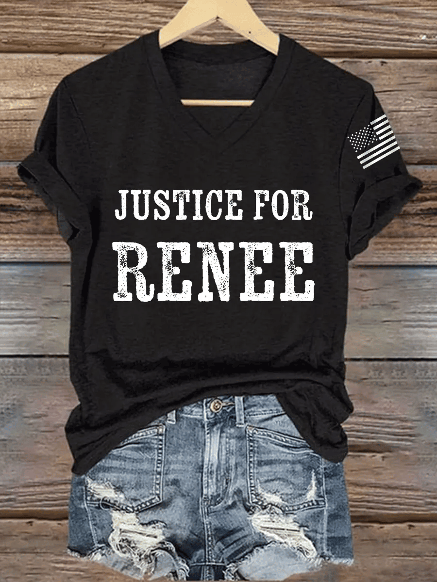 Justice For Renee Nicole Good V-Neck Shirt Minneapolis Protest Clothes Activist Gift Ideas