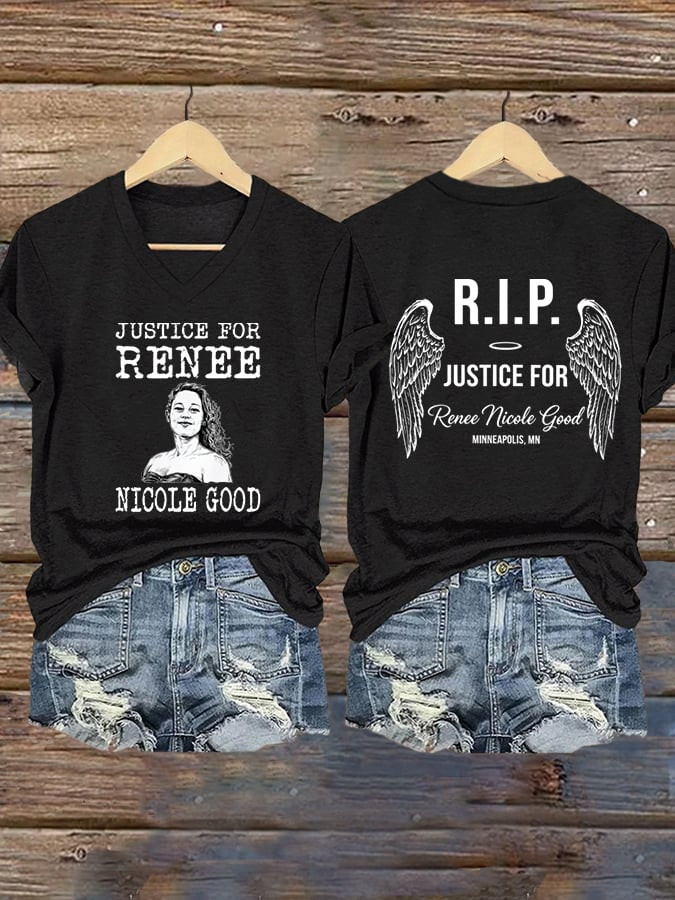 Justice For Renee Nicole Good V-Neck Shirt RIP Renne Shirt Commemorative Gifts