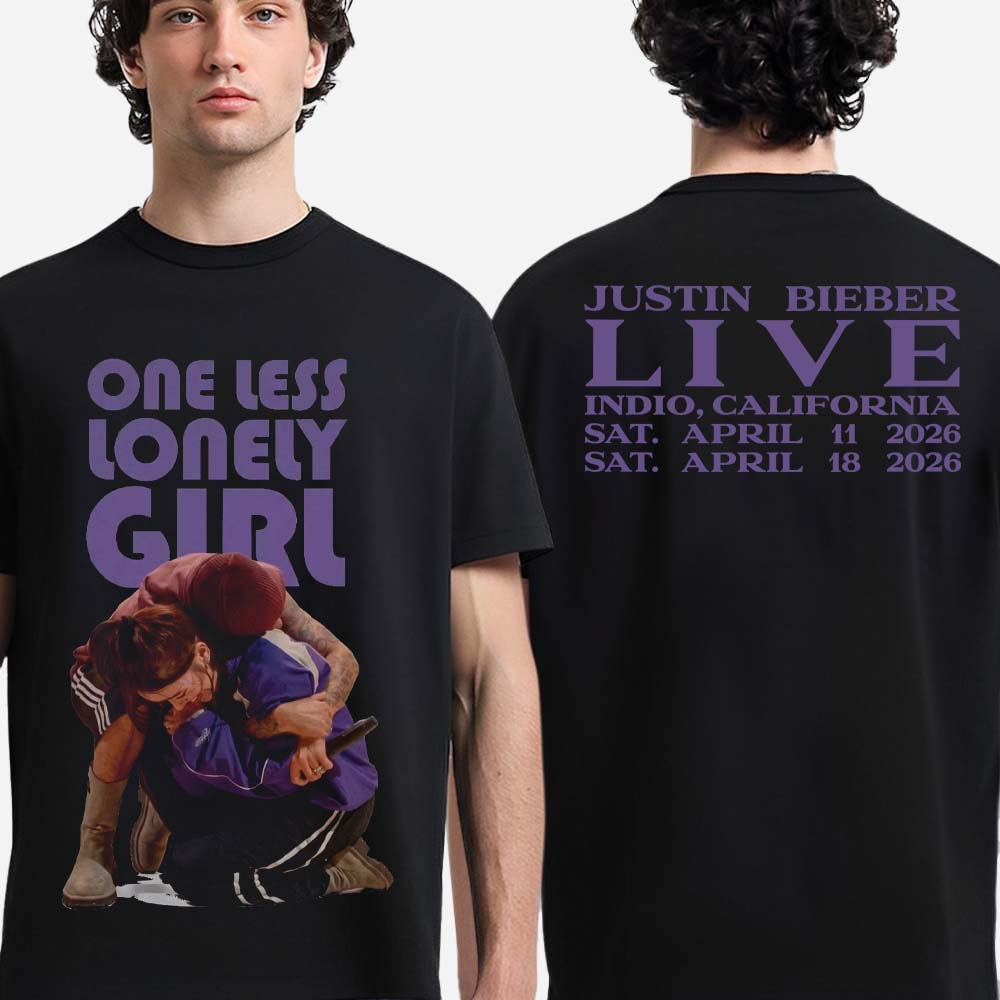 Justin Bieber Billie Eilish Coachella 2026 T-Shirt One Less Lonely Girl Shirt Gift For Fans