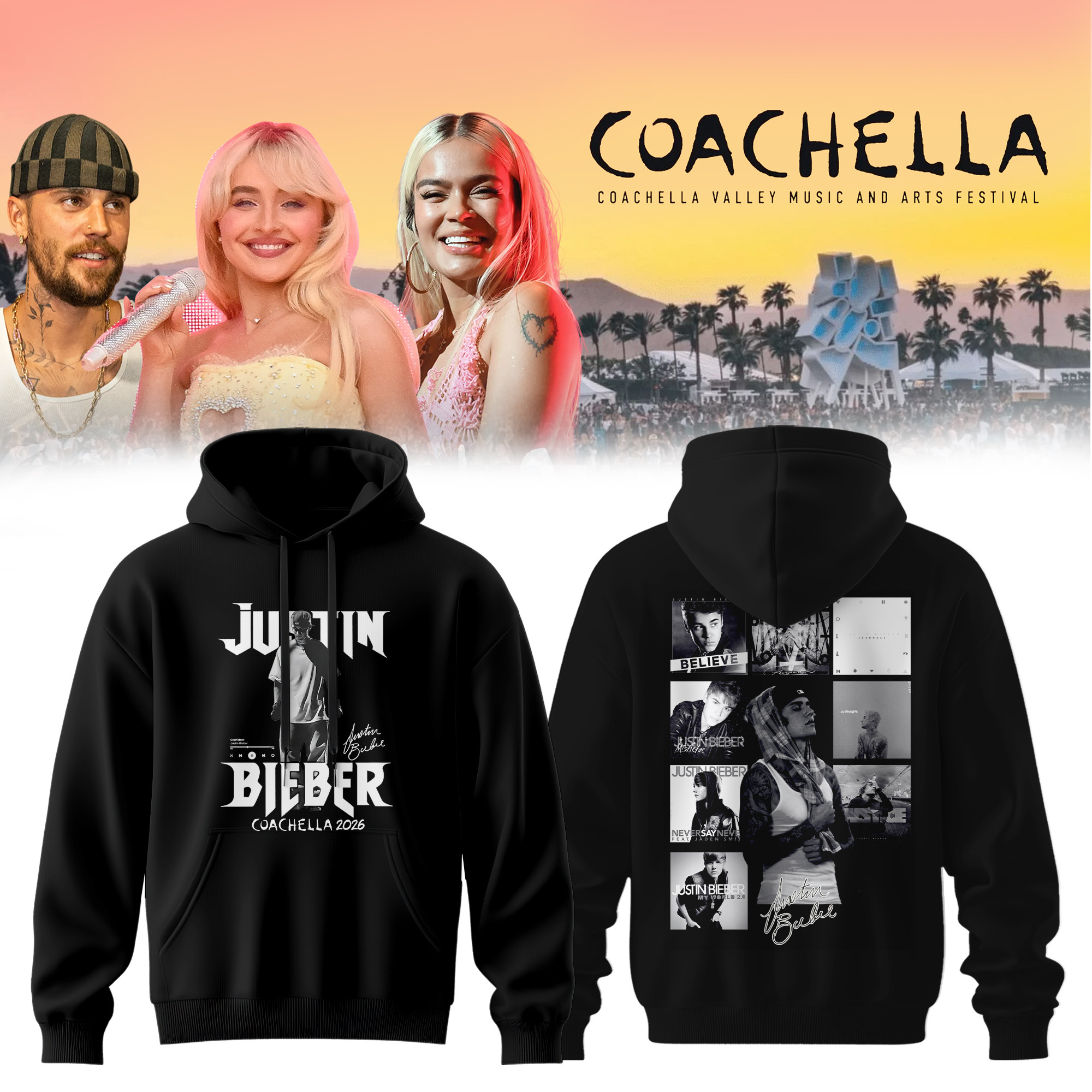 Justin Bieber Coachella 2026 Festival Hoodie Bieberchella 2026 Apparel Gift For Fans