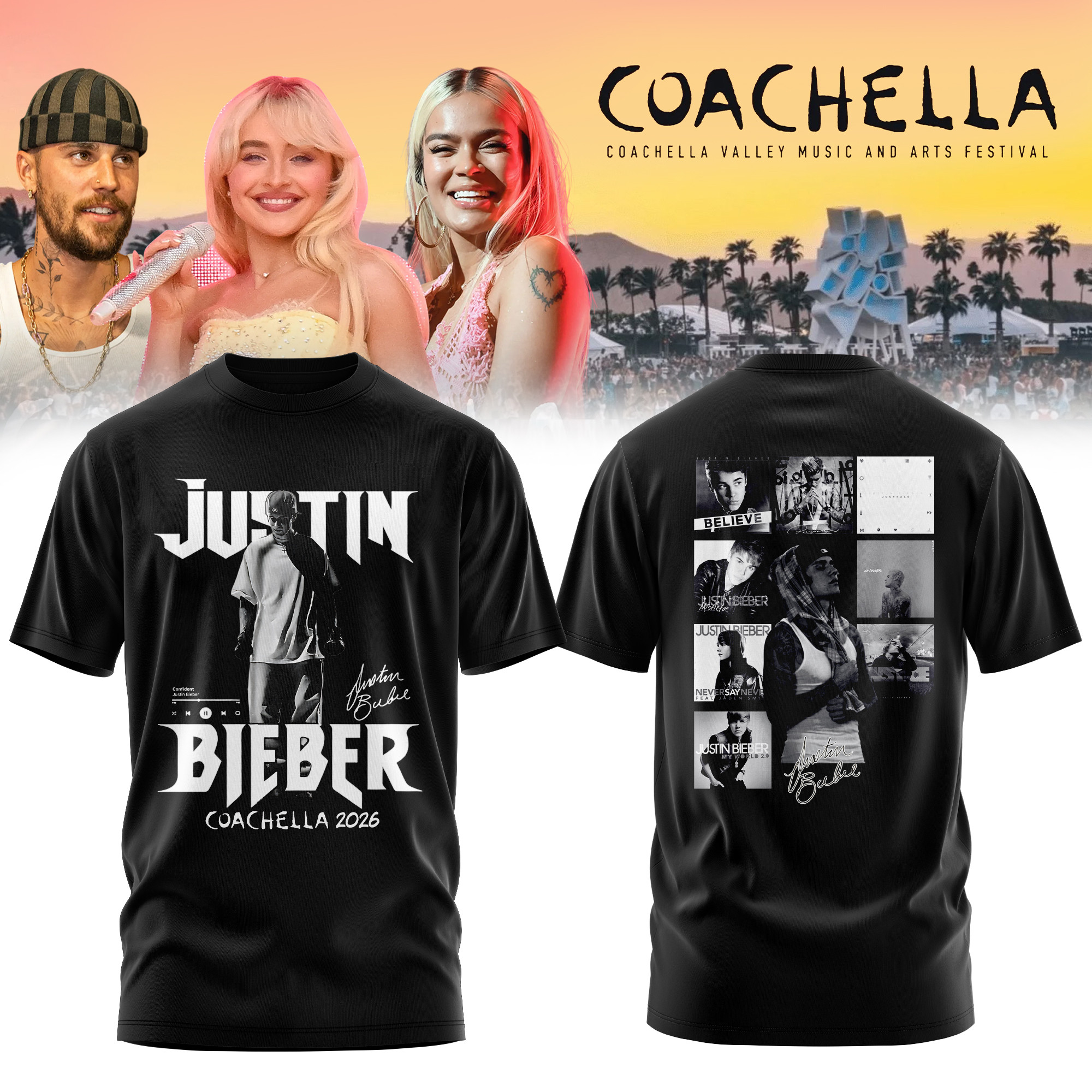 Justin Bieber Coachella 2026 Festival T-Shirt Bieberchella 2026 Shirt Pop Music Lover Gift