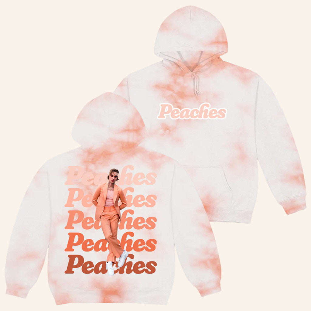 Justin Bieber Merch Peaches Tie Dye Hoodie Birthday Gift For Her Justin Bieber Merch Peaches Tie Dye Hoodie Birthday Gift For Her