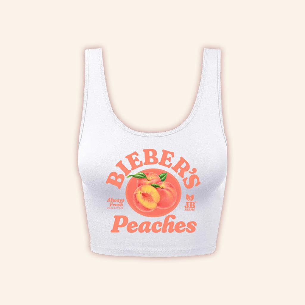 Justin Bieber Merch Peaches White Crop Tank Birthday Gift For Wife Justin Bieber Merch Peaches White Crop Tank Birthday Gift For Wife