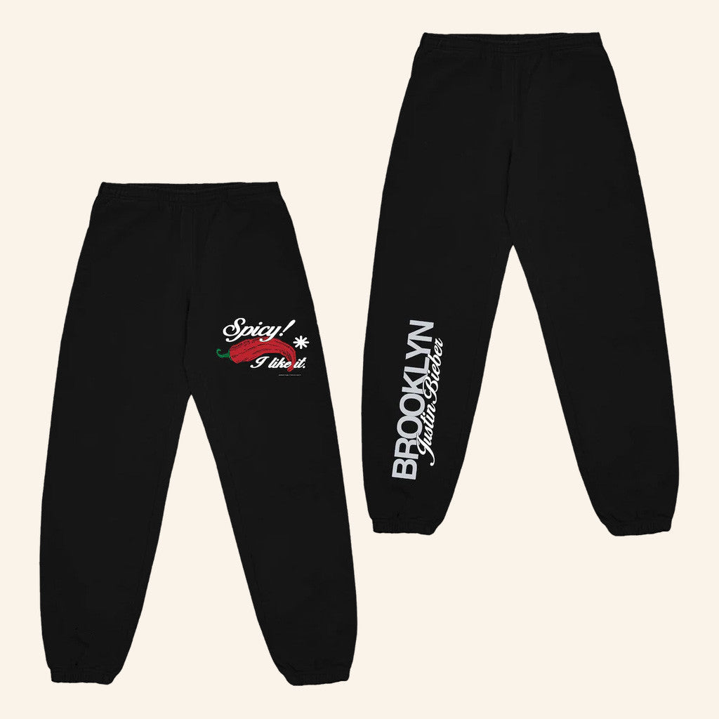 Justin Bieber Merch Spicy x Brooklyn Black Sweatpants Birthday Gift For Friends Justin Bieber Merch Spicy x Brooklyn Black Sweatpants Birthday Gift For Friends