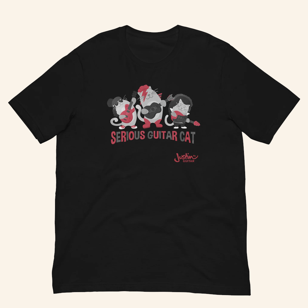 JustinGuitar Merch Serious Guitar Cat T-Shirt Christmas Gifts For Friends
