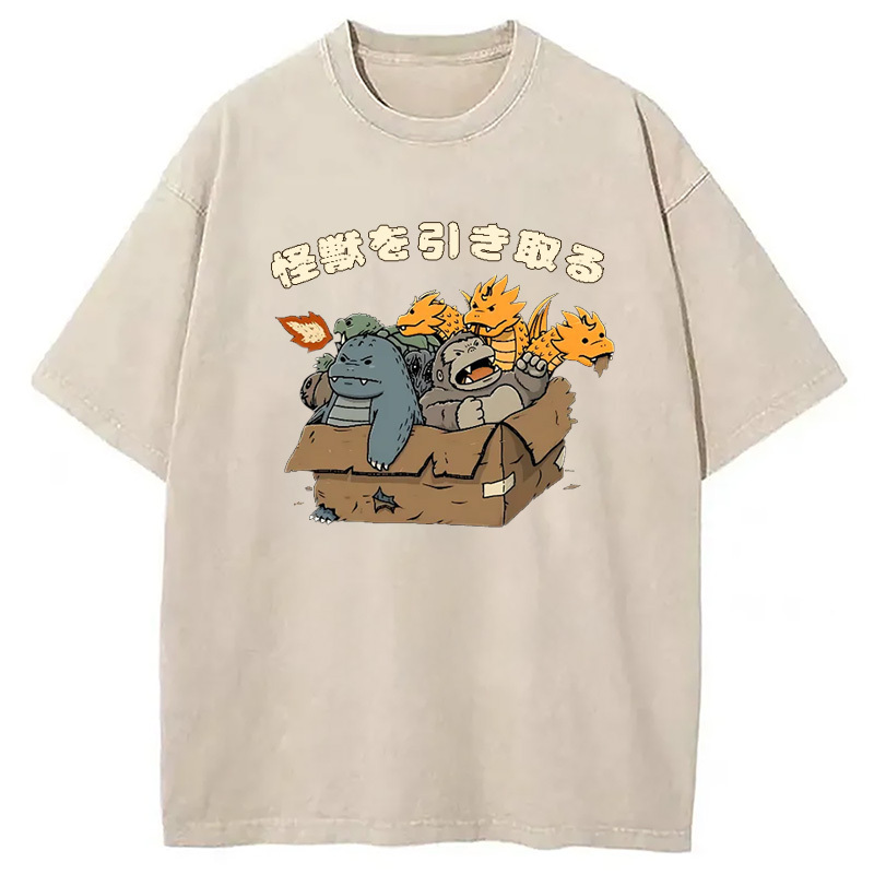 Kaiju Adoption Vintage Washed T-Shirt Funny Aesthetic Trendy Apparel Gifts For Her Kaiju Adoption Vintage Washed T-Shirt Funny Aesthetic Trendy Apparel Gifts For Her