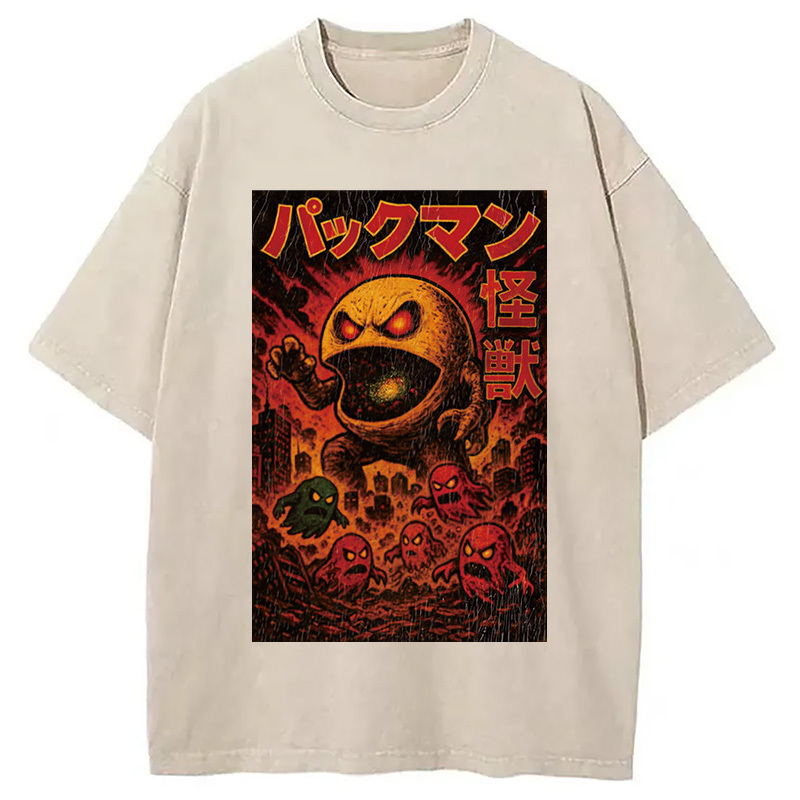 Kaiju Retro Japanese Monster Washed T-Shirt Soft Comfortable Daily T Shirt Gifts For Her
