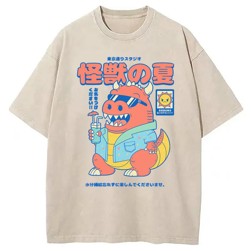 Kaiju's Summer Washed T-Shirt Casual Oversized Outfit Style Gifts For Him